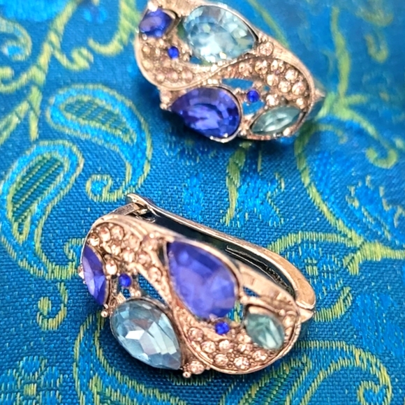 Sapphire Crystal Hoop Earrings - Picture 5 of 7